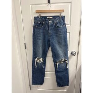 Levis Low Pro Straight Jeans Womens 28 Blue Distressed Denim Mid Rise Pants